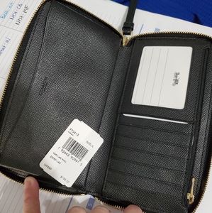 Black Coach zip wallet wristlet